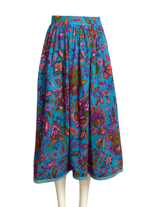 YVES SAINT LAURENT-  1970s Multi Color Wool Print Skirt, Size 6