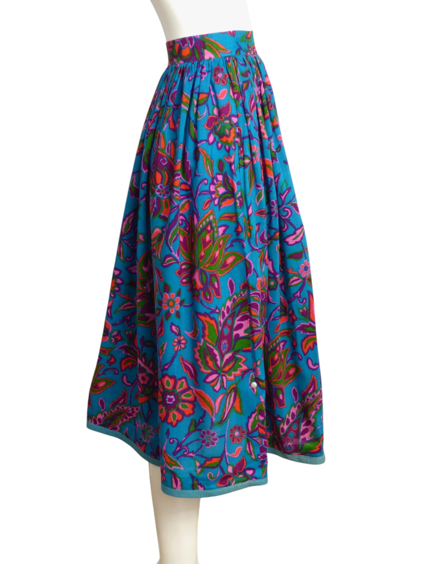 YVES SAINT LAURENT-  1970s Multi Color Wool Print Skirt, Size 6