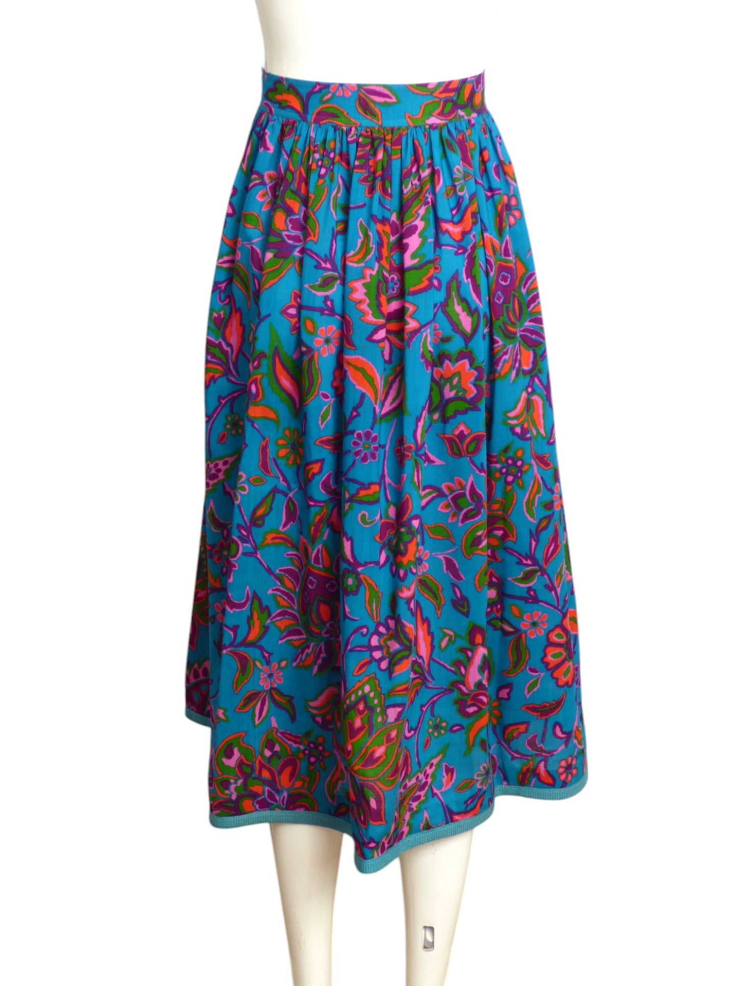 YVES SAINT LAURENT-  1970s Multi Color Wool Print Skirt, Size 6