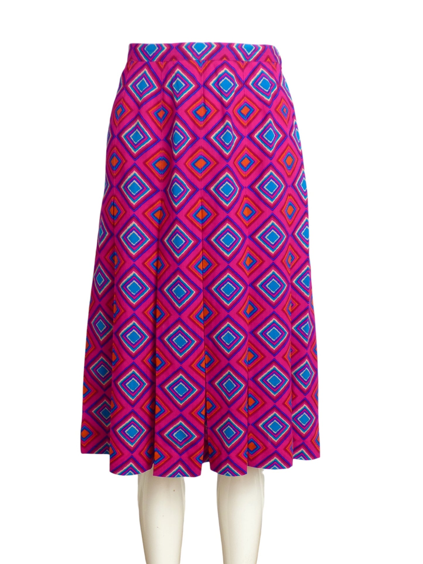 YVES SAINT LAURENT-  1980s Wool Geo Print Skirt, Size 4