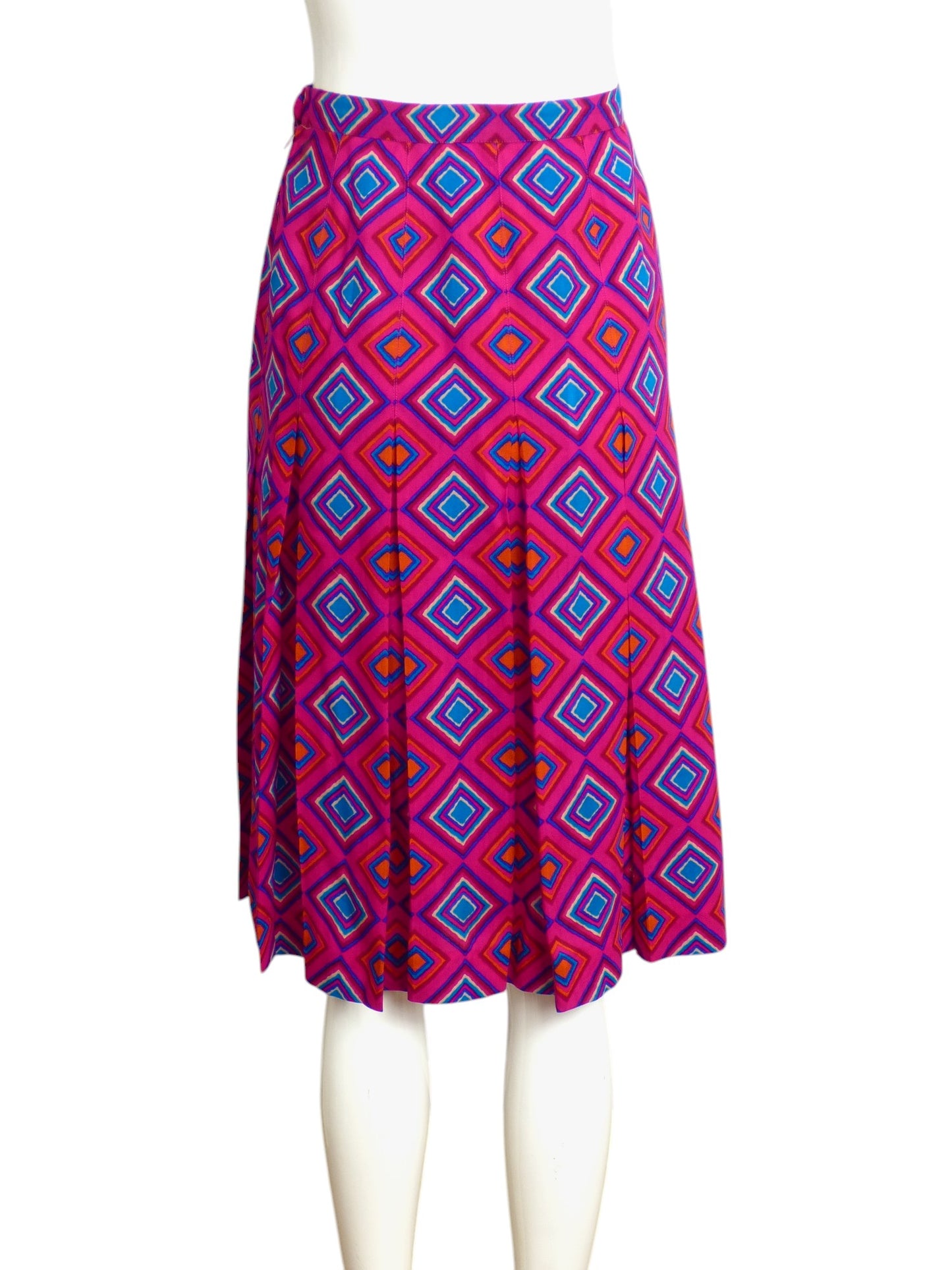 YVES SAINT LAURENT-  1980s Wool Geo Print Skirt, Size 4