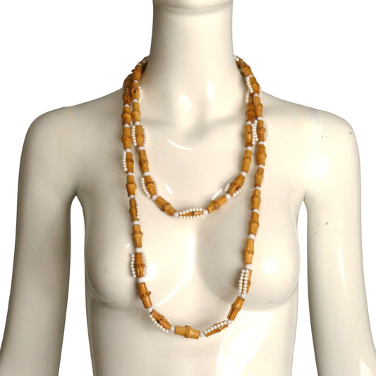 DeLillo- 1970s Bamboo & Bead Necklace