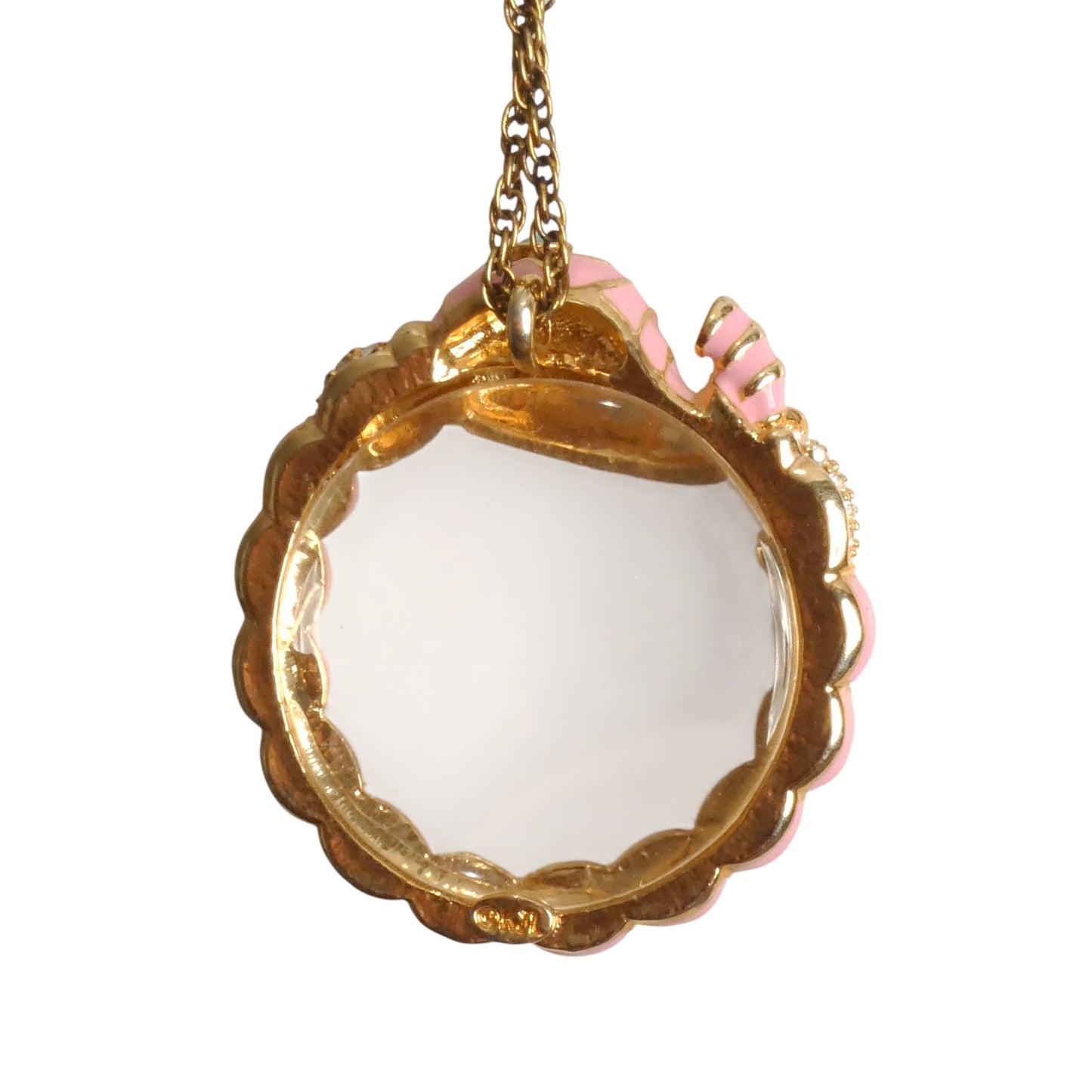 KENNETH J LANE- 1980s Pink Elephant Monocle Pendant