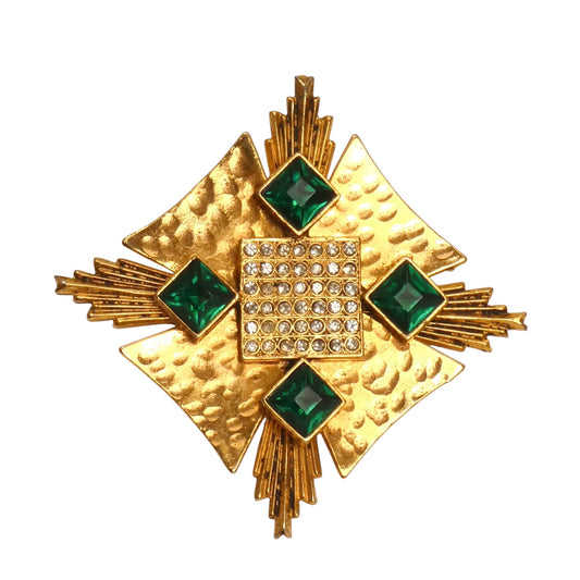 YVES SAINT LAURENT- 1980s Rhinestone Maltese Cross Brooch