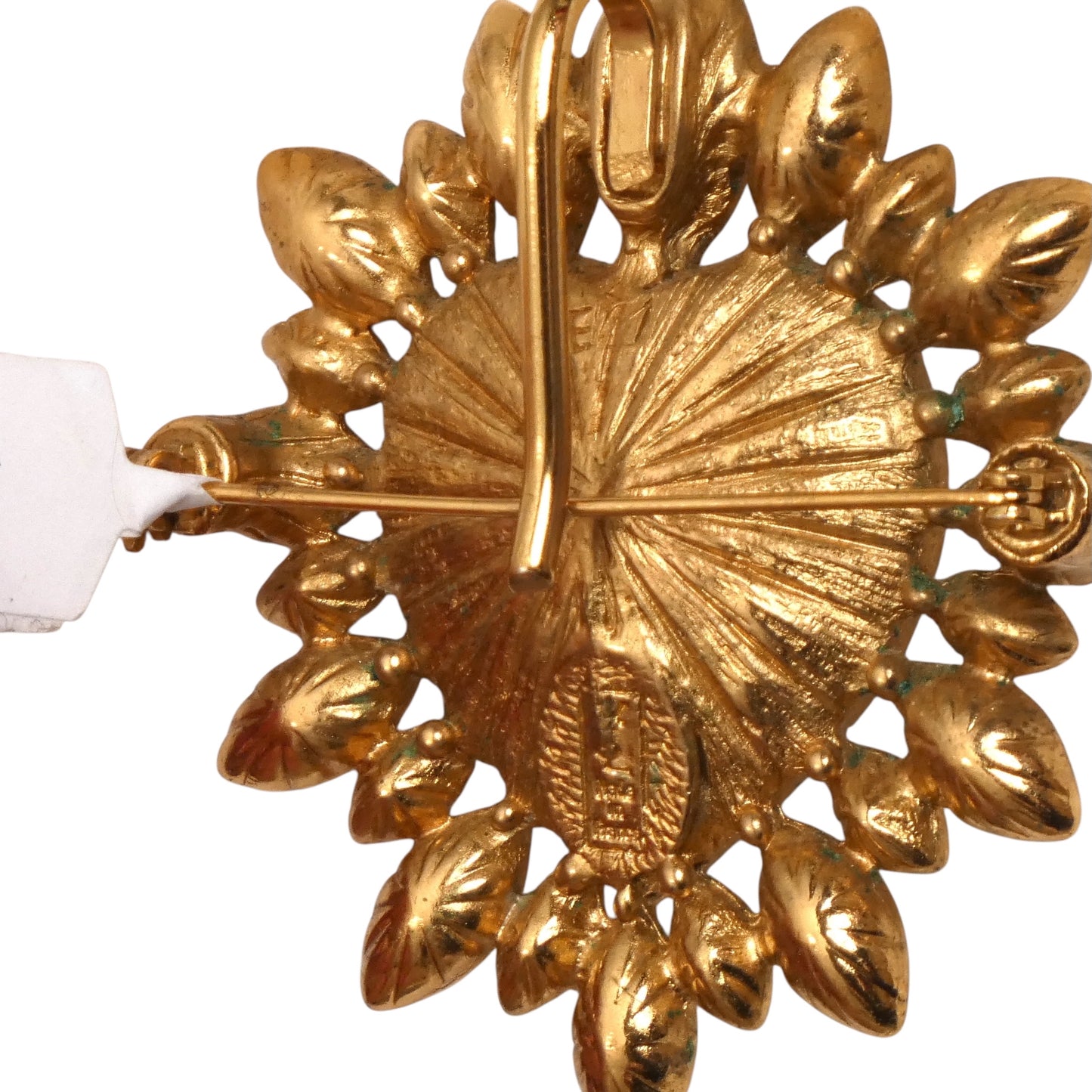 YVES SAINT LAURENT- 1980s Gold Rhinestone Heart Pendant Brooch