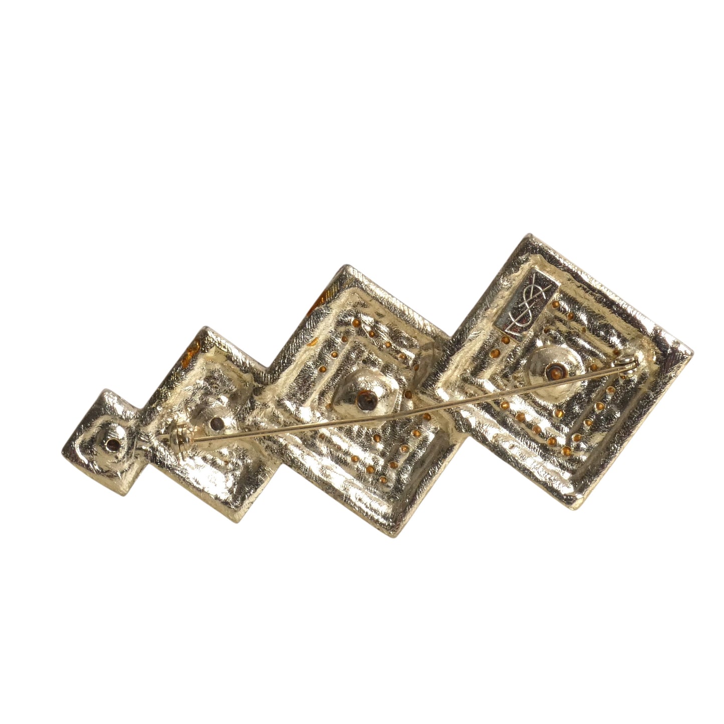 YVES SAINT LAURENT- 1970s Stacked Rhinestone Brooch