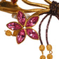 YVES SAINT LAURENT- 1980s Gold & PInk Rhinestone Bouquet Brooch
