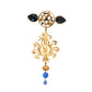 YVES SAINT LAURENT- 1980s Gold & Rhinestone Hinged Drop Brooch