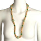 YVES SAINT LAURENT- 1970s Green & Natural Wood & Raffia Necklace