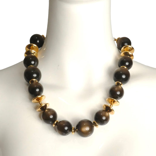 YVES SAINT LAURENT- 1980s Metal & Resin Ball Necklace