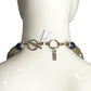 YVES SAINT LAURENT- 1970s Blue Bead & Metal Fishscale Necklace