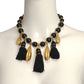 YVES SAINT LAURENT- Black & Gold Bead Tassle Necklace