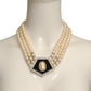 YVES SAINT LAURENT- Pearl & Enamel Rhinestone Medallion Necklace