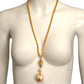 YVES SAINT LAURENT- 1980s Gold & White Orb Pendant Necklace