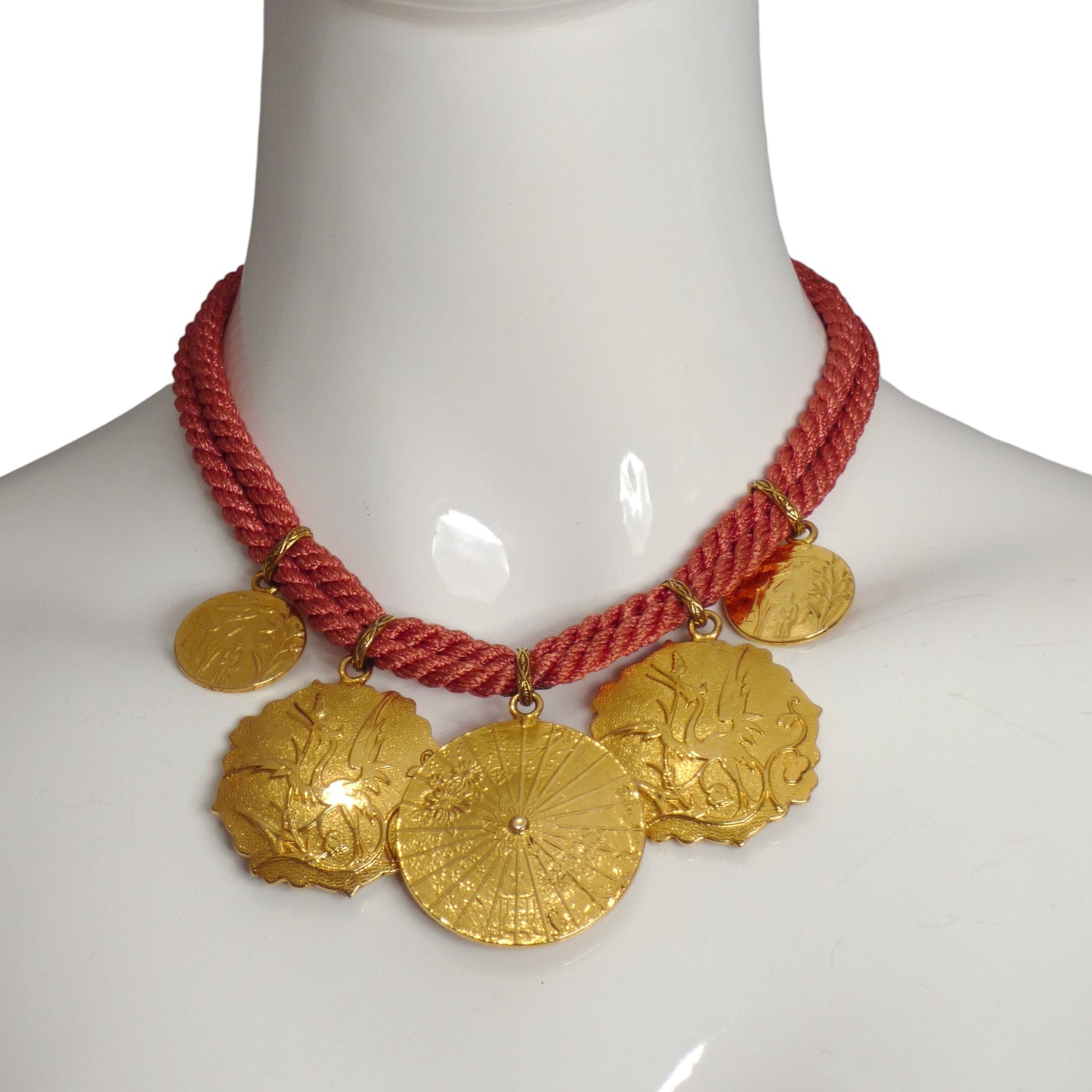 YVES SAINT LAURENT- 1970s Gold Medallion Rope Necklace