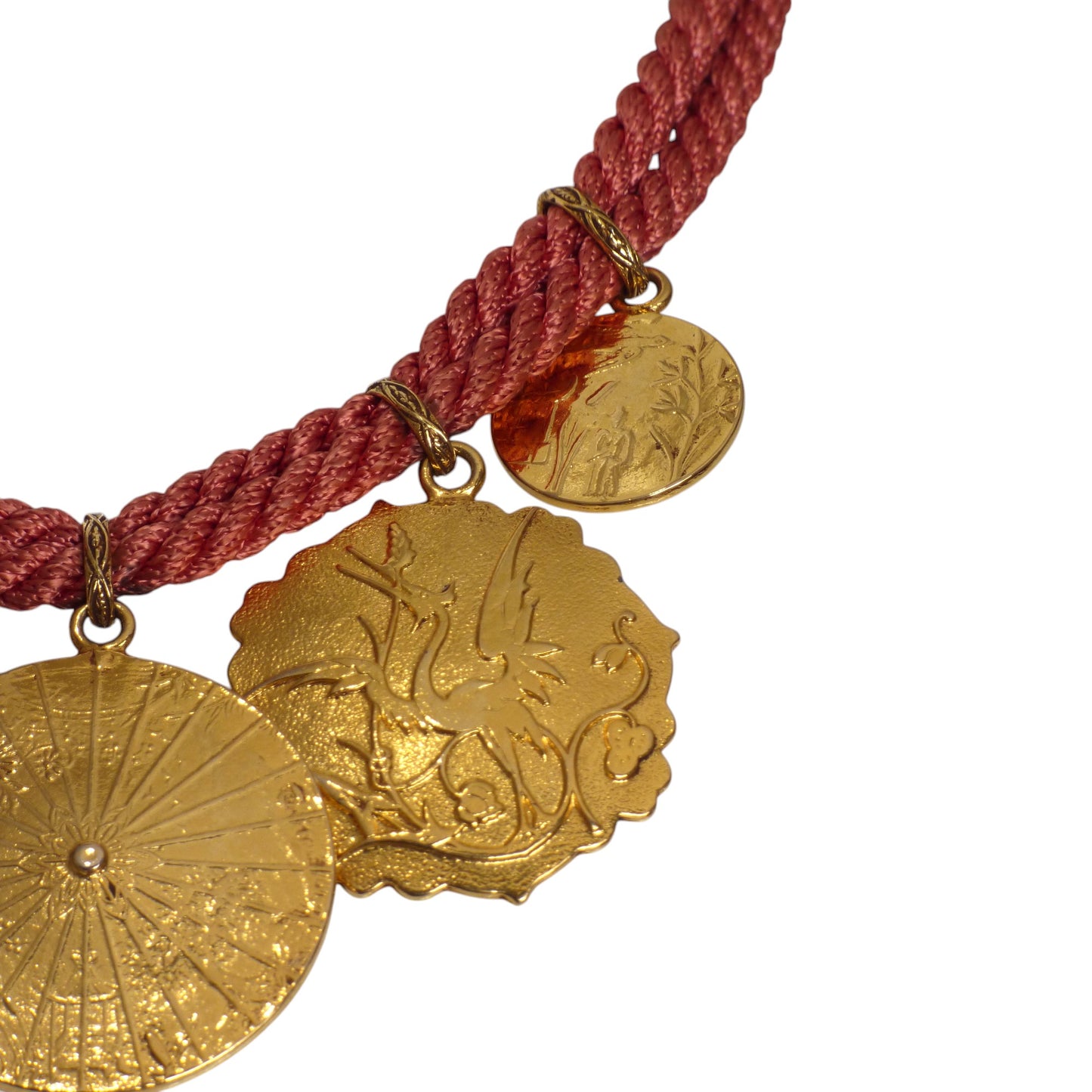 YVES SAINT LAURENT- 1970s Gold Medallion Rope Necklace