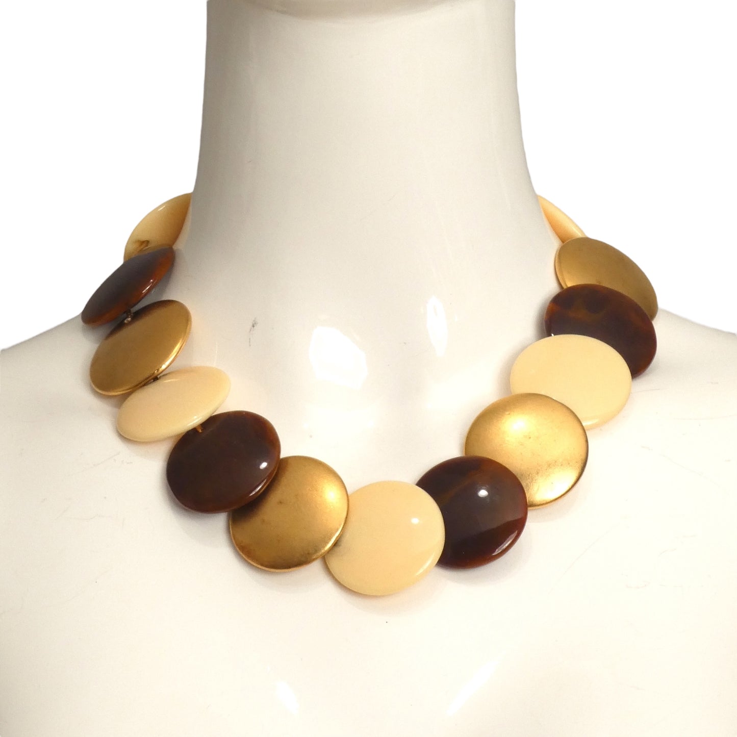 YVES SAINT LAURENT- 1984 Lucite & Metal Disc Necklace