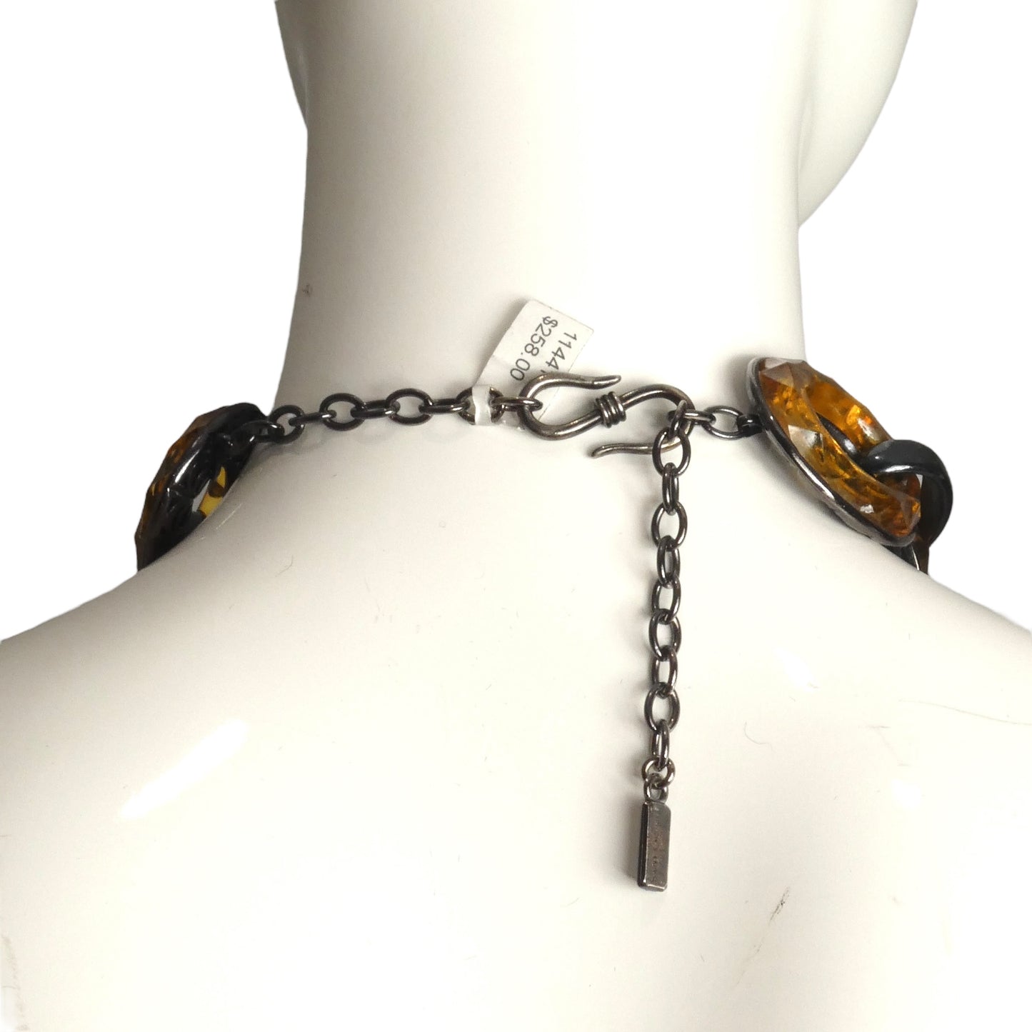 YVES SAINT LAURENT- Amber Acrylic & Metal Link Necklace