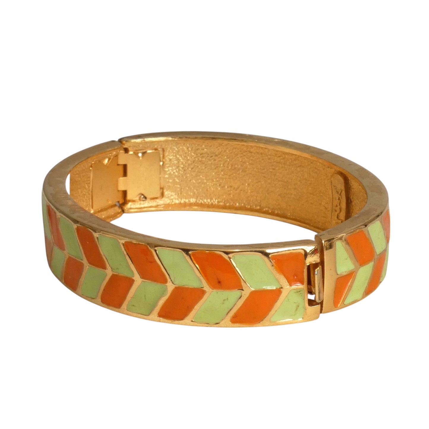 YVES SAINT LAURENT- 1980s Gold Metal & Pastel Enamel Bracelet