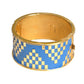 YVES SAINT LAURENT- 1980s Gold Metal & Blue Enamel Bracelet