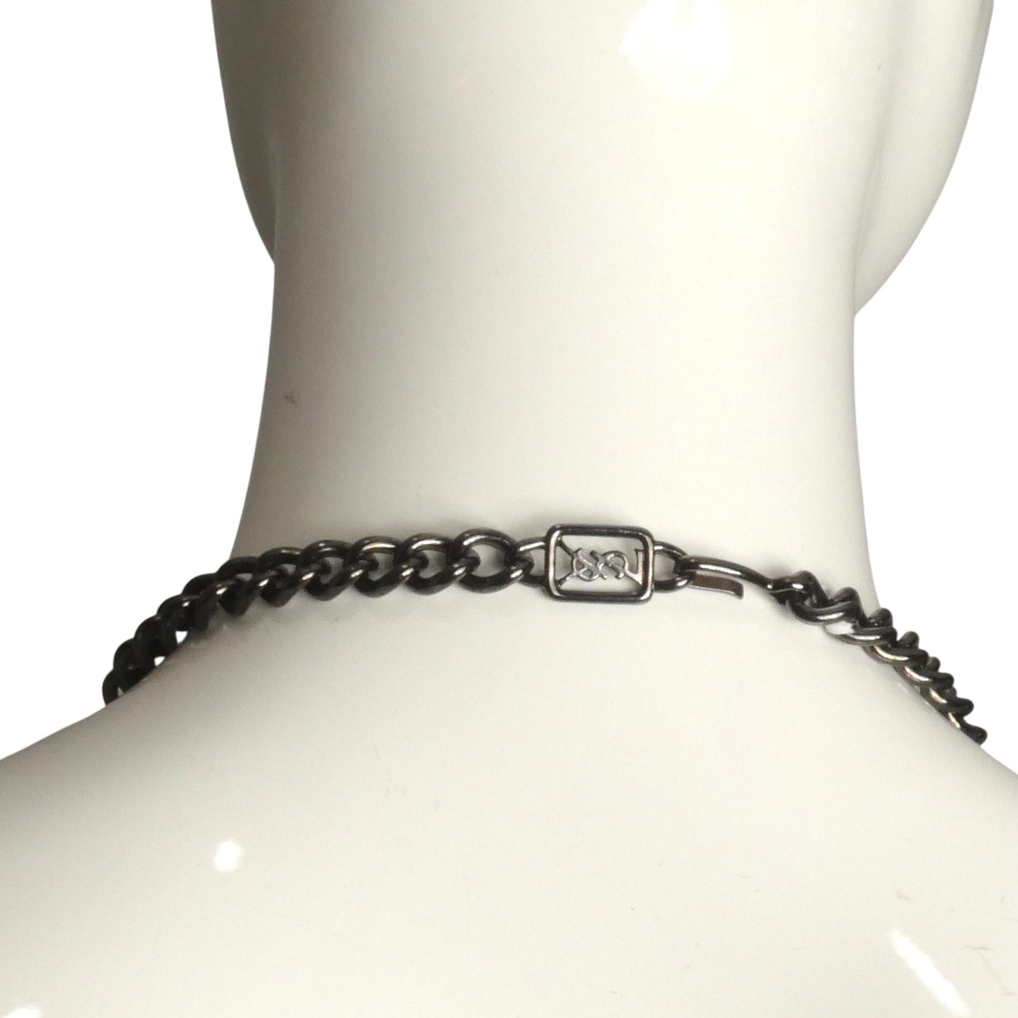 YVES SAINT LAURENT- 1980s Mirror & Multi Color Enamel Necklace