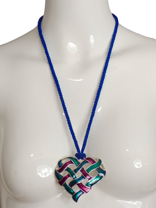 YVES SAINT LAURENT- 1980s Enamel Heart Pendant Necklace