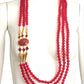 YVES SAINT LAURENT- 1980s 3-Strand Red Bead Medallion Necklace