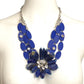 YVES SAINT LAURENT- 1980s Blue Lapis Flower & Rhinestone Necklace