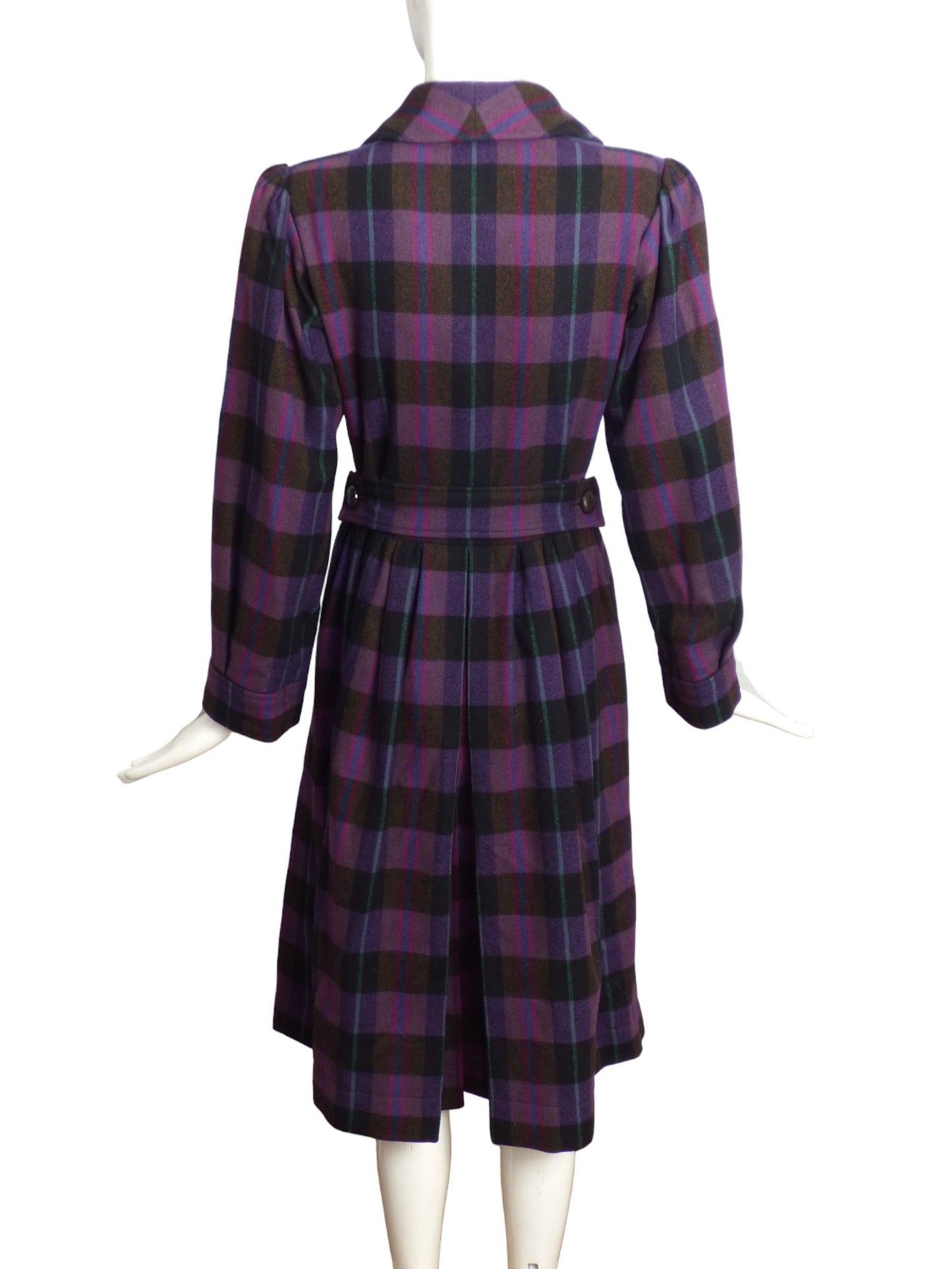 YVES SAINT LAURENT- 1980 Wool Plaid Dress, Size 8