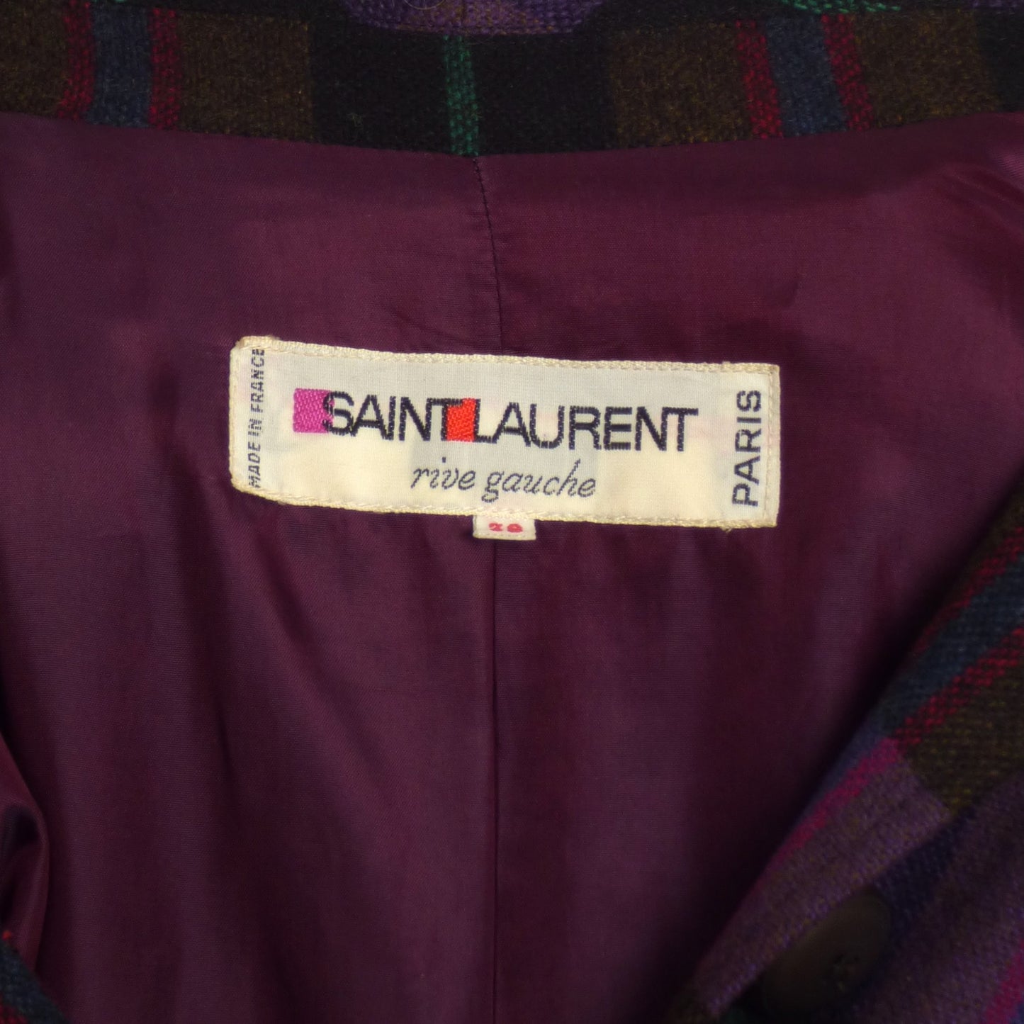 YVES SAINT LAURENT- 1980 Wool Plaid Dress, Size 8