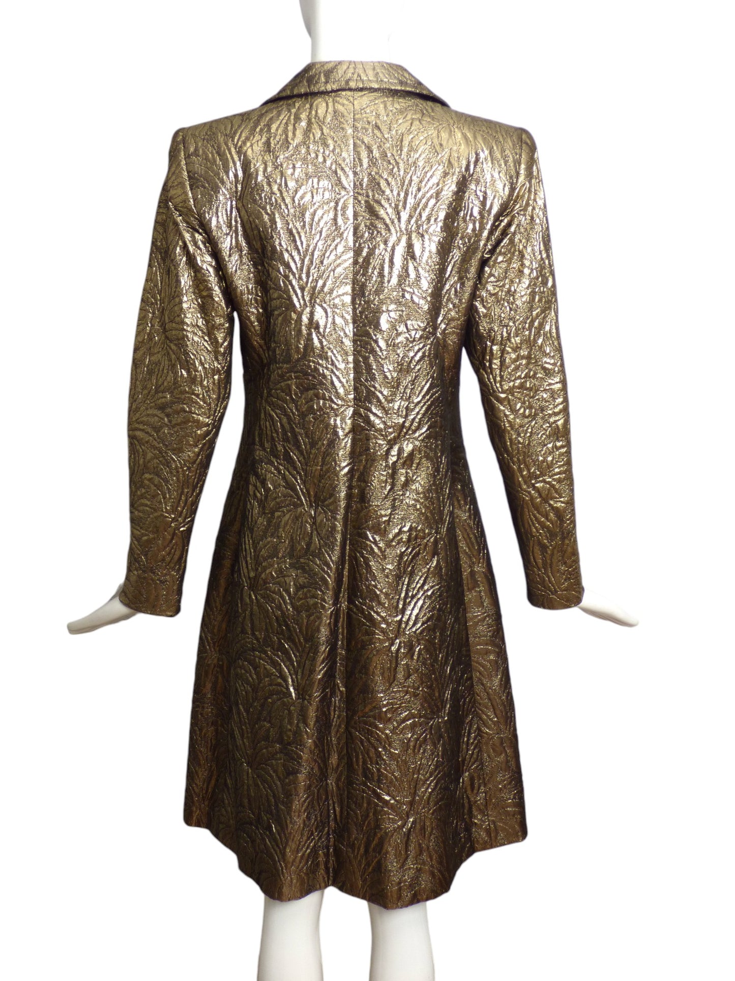 SAINT LAURENT- 1986 Gold Brocade Coat Dress, Size 6