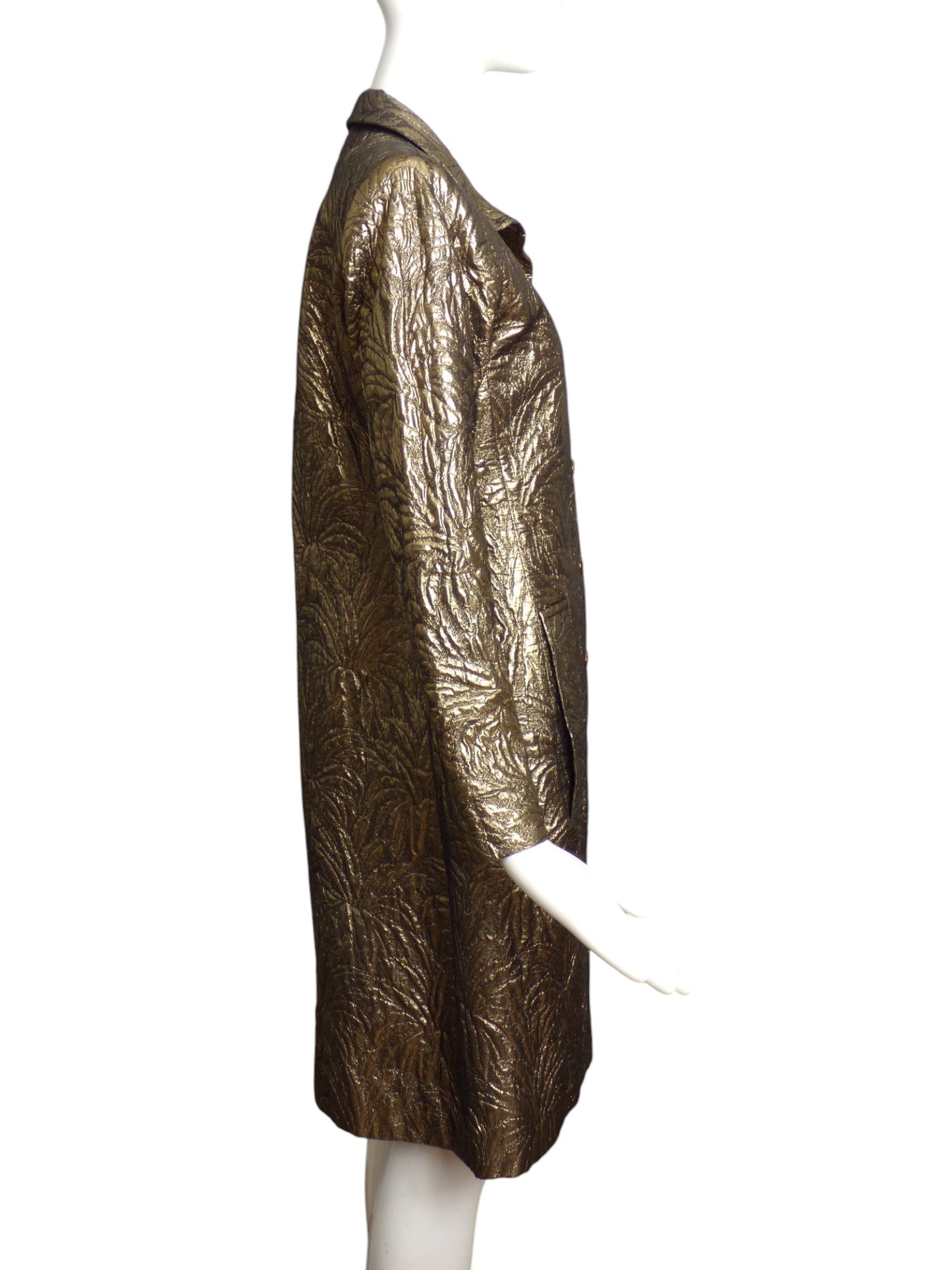 SAINT LAURENT- 1986 Gold Brocade Coat Dress, Size 6