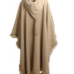 YVES SAINT LAURENT- 1970s Beige Wool Fringed Cloak, Size 10