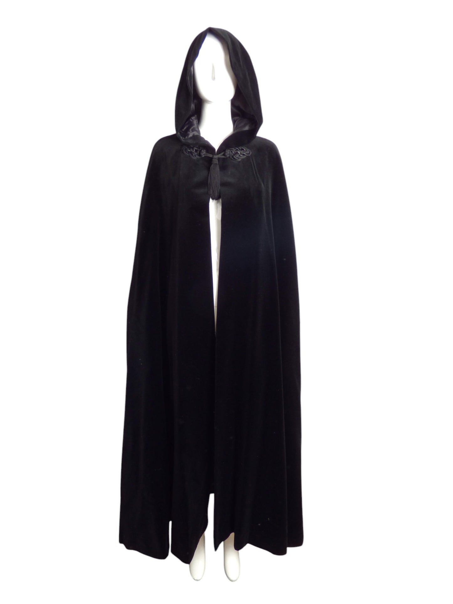 SAINT LAURENT- 1970s Black Velvet Hooded Cape, One Size