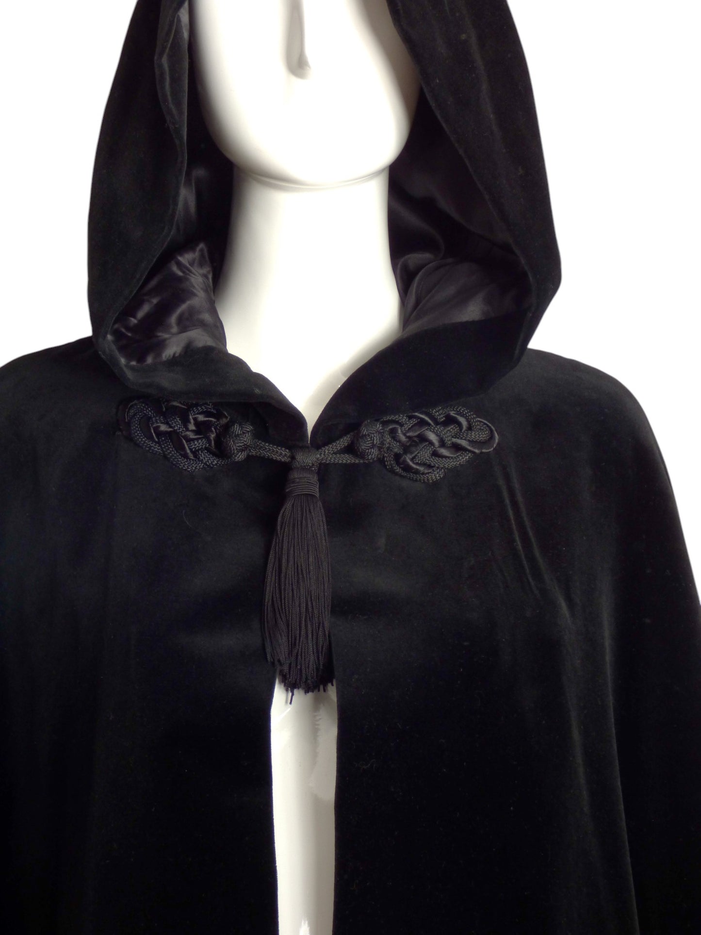 SAINT LAURENT- 1970s Black Velvet Hooded Cape, One Size