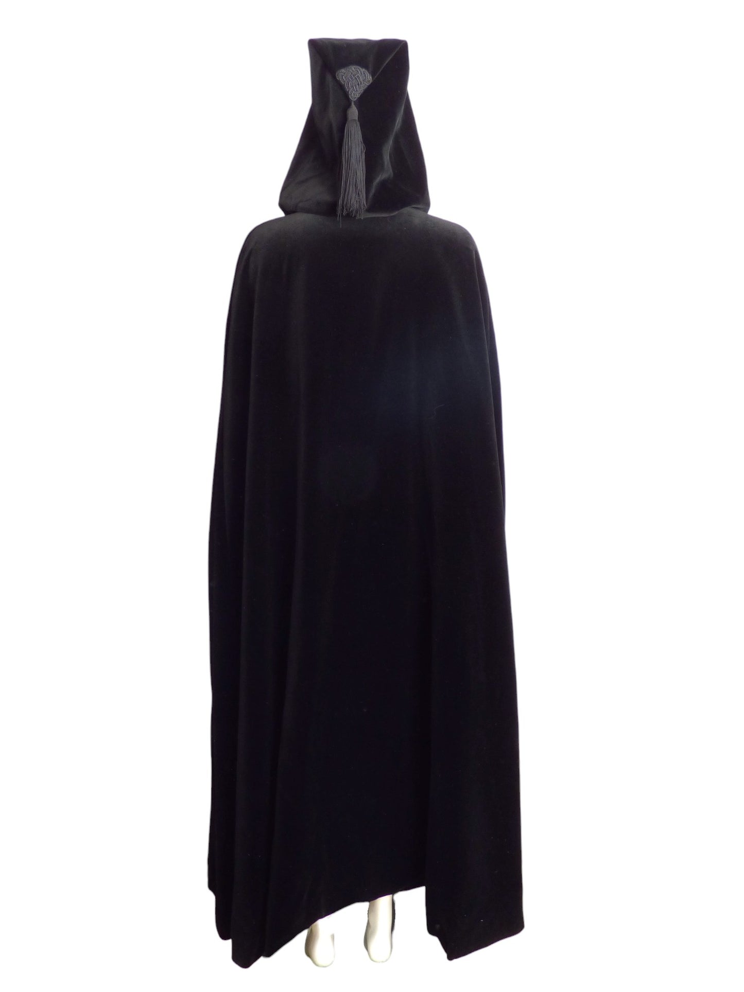 SAINT LAURENT- 1970s Black Velvet Hooded Cape, One Size