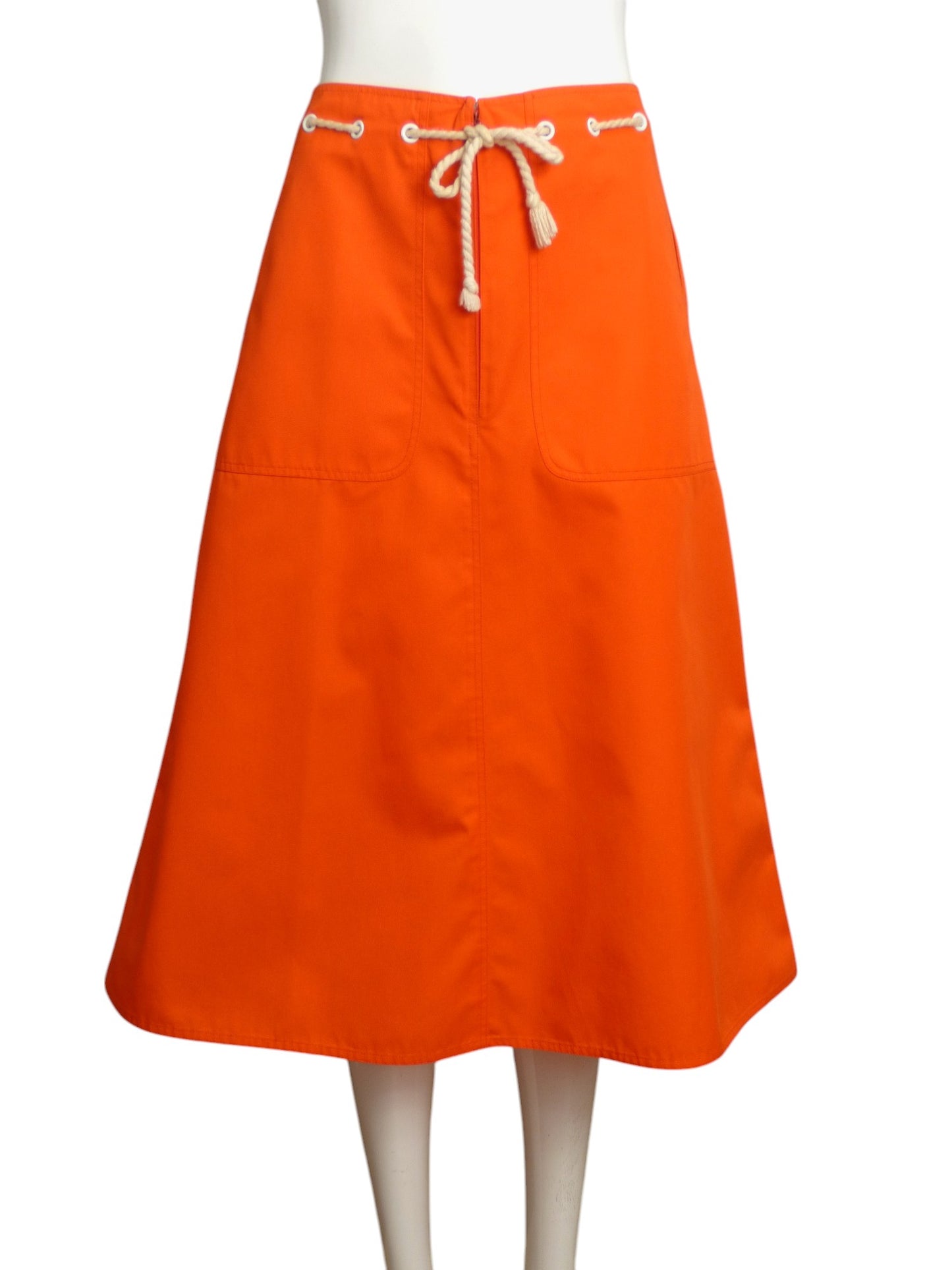 COURREGES- 1980s Orange Sailor Skirt, Size 8