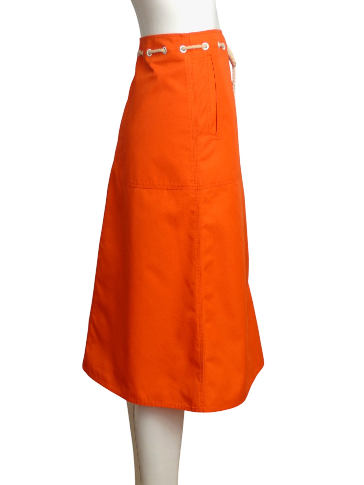 COURREGES- 1980s Orange Sailor Skirt, Size 8