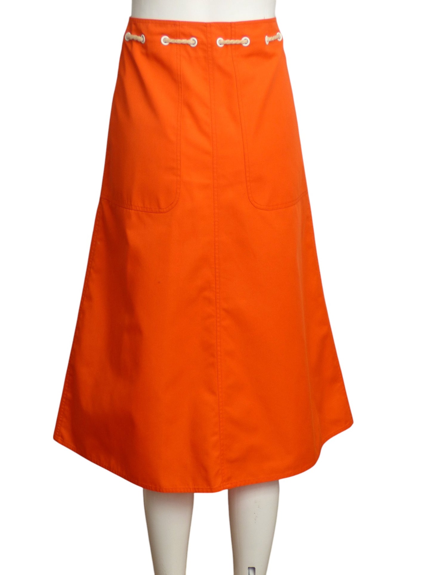 COURREGES- 1980s Orange Sailor Skirt, Size 8