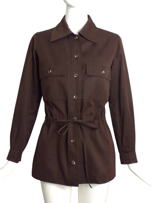 Yves Saint Laurent- 1970s Brown Cotton Safari Jacket, Size 6