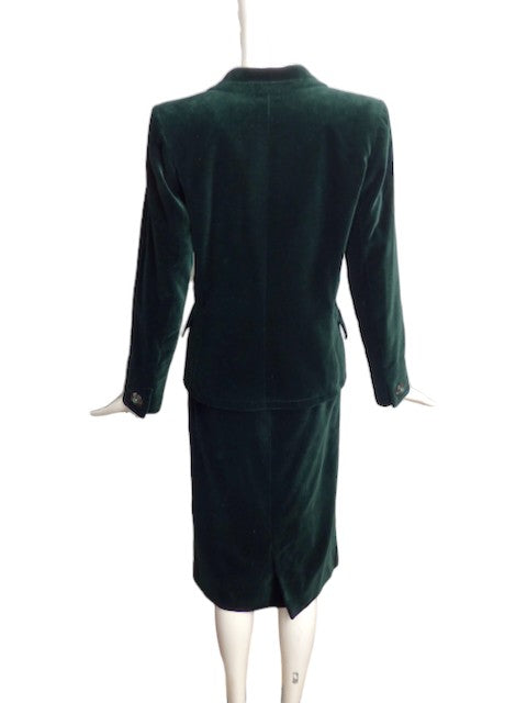 YVES SAINT LAURENT- 1994 4pc Haute Couture Velvet Skirt Suit, Size 8