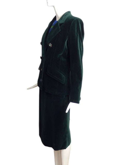 YVES SAINT LAURENT- 1994 4pc Haute Couture Velvet Skirt Suit, Size 8