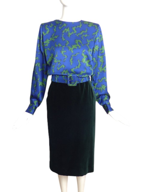 YVES SAINT LAURENT- 1994 4pc Haute Couture Velvet Skirt Suit, Size 8