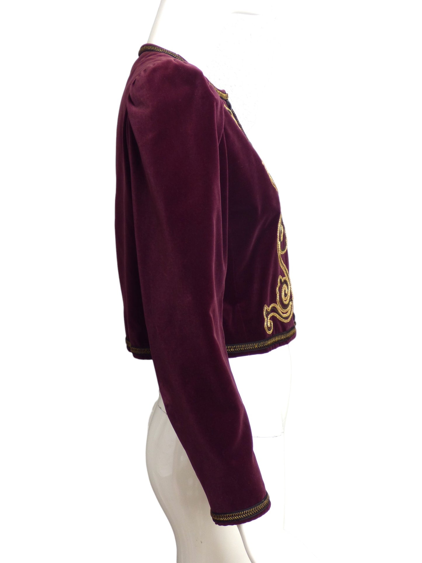 YVES SAINT LAURENT- 1980s Burgundy & Gold Velvet Jacket, Size 6