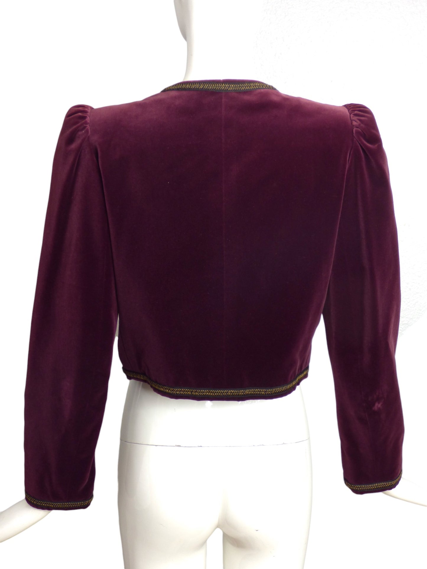 YVES SAINT LAURENT- 1980s Burgundy & Gold Velvet Jacket, Size 6