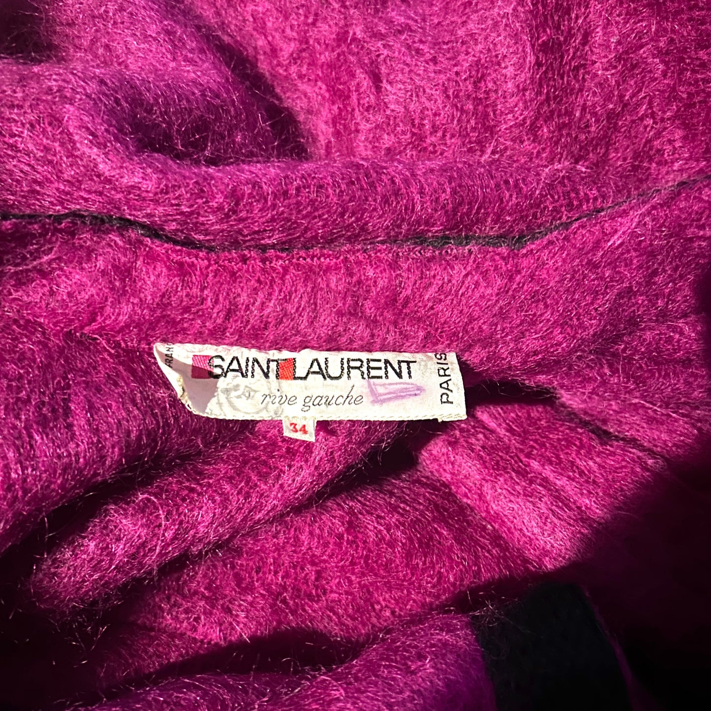 YVES SAINT LAURENT- 1970s Purple Mohair Wrap, Size 4