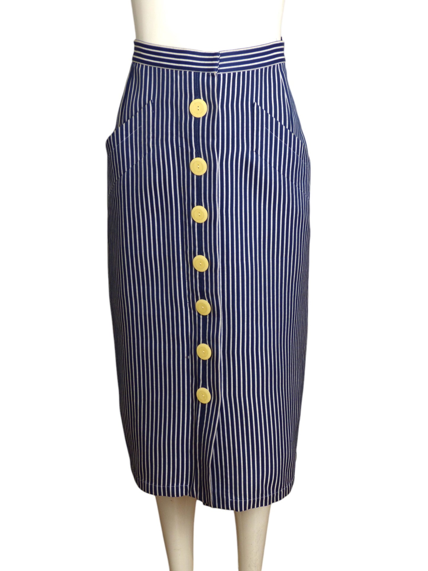 YVES SAINT LAURENT- 1992 Cotton Stripe Skirt Ensemble, Size 4