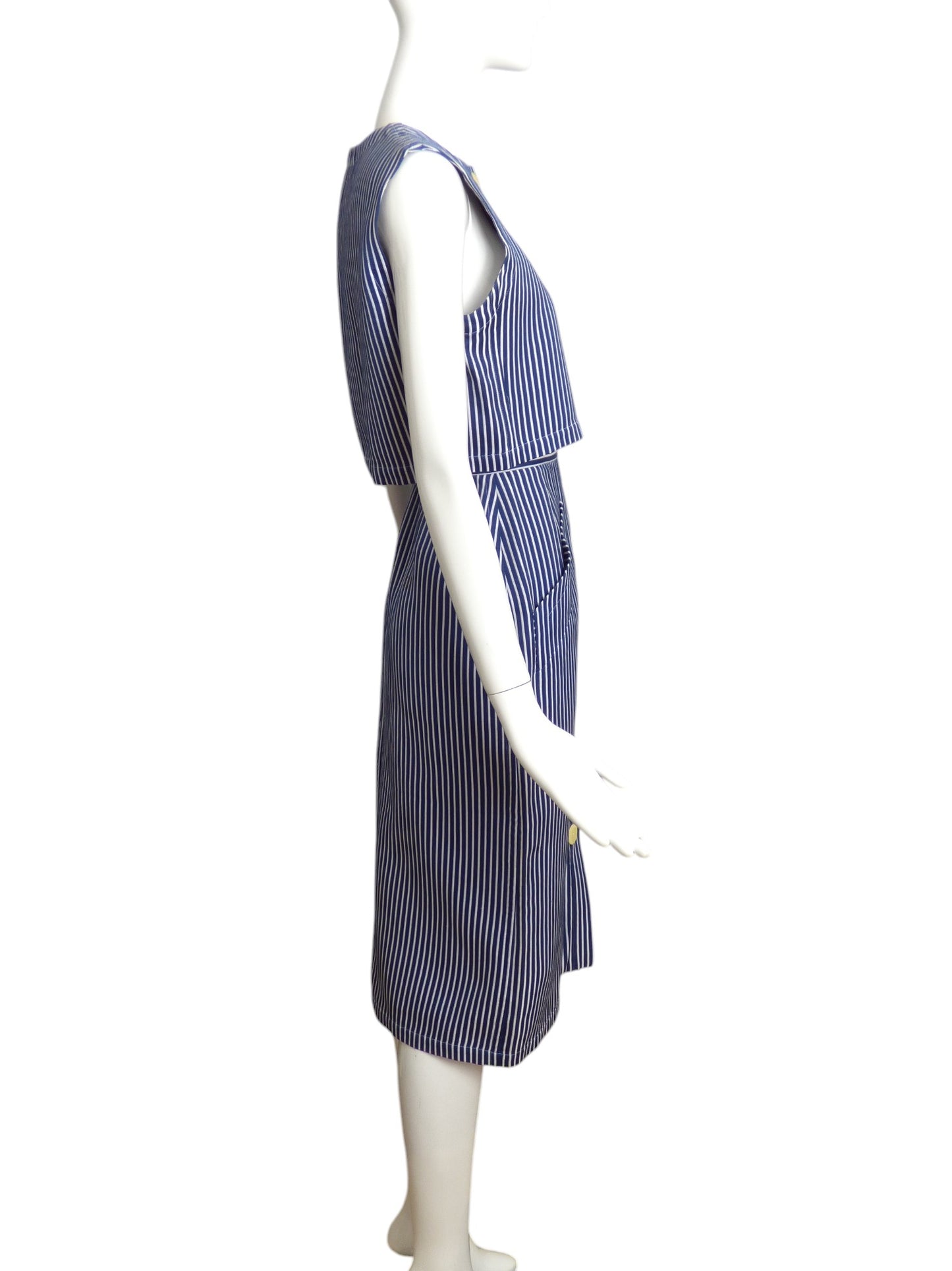 YVES SAINT LAURENT- 1992 Cotton Stripe Skirt Ensemble, Size 4