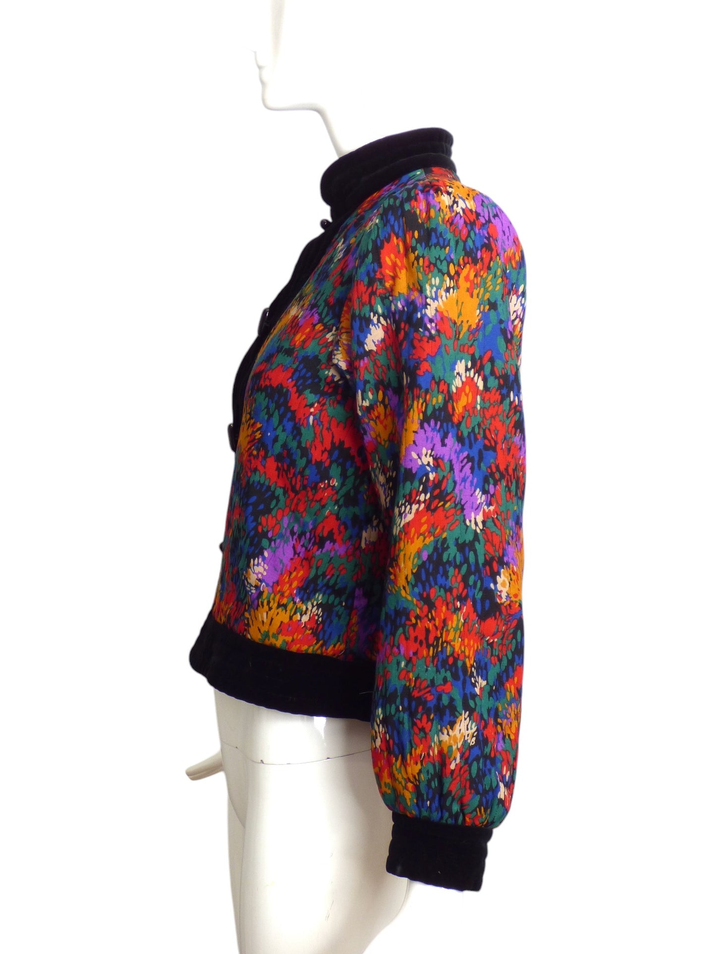 YVES SAINT LAURENT- 1970s Floral Print Wool Jacket, Size 4