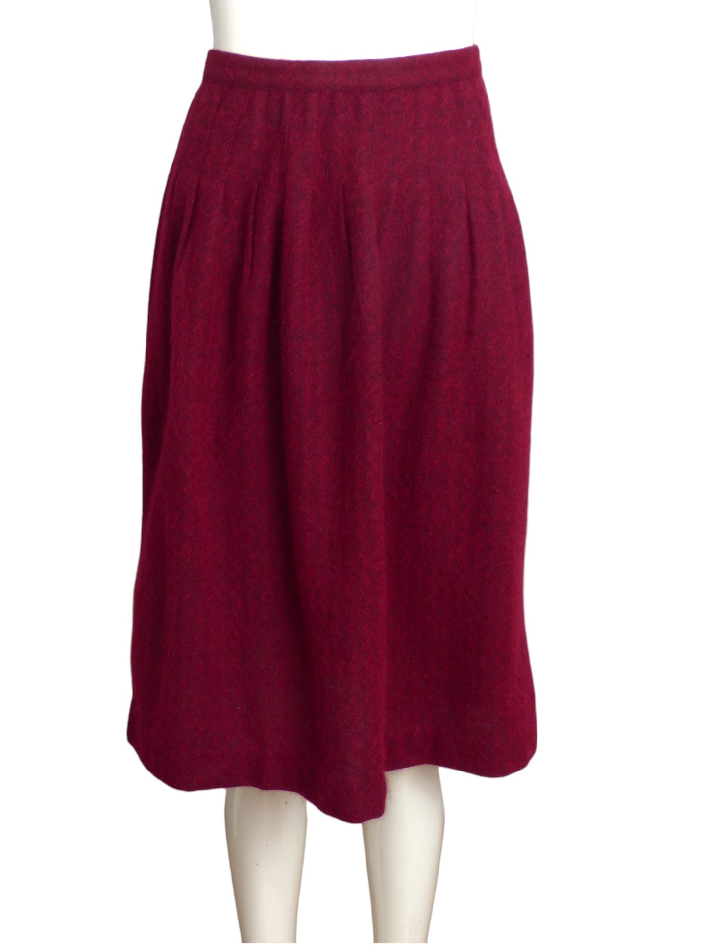 YVES SAINT LAURENT- 1970s Burgundy Wool Knit Skirt Ensemble, Size 6